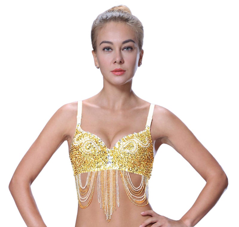 Seawhisper Gold Bra Rave Outfit for Women Tops Belly Dancing Dance Dancer Top Clothes Festival Carnival Lingerie Hot - Image 1